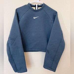 Nike Blue Textured Crop Crew Neck sweater